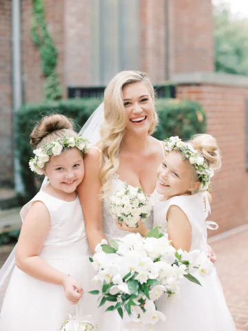 Bride with two flower girls at The Apiary in Lexington, Kentucky